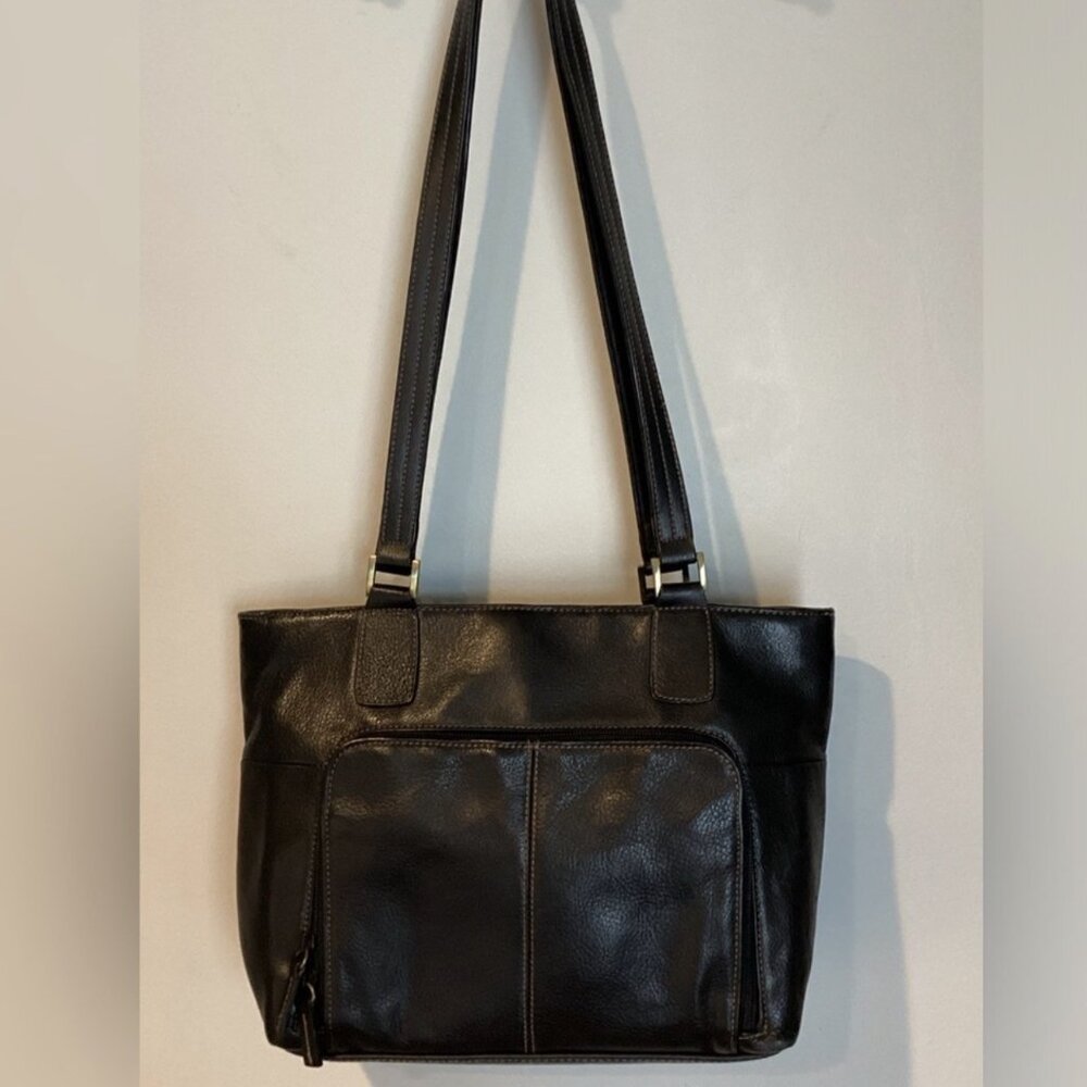 Giani Bernini Black Pebbled Leather Satchel Bag - Picture 4 of 10